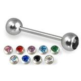 Straight Barbell with Color Gem