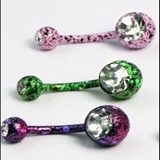 Speckled Stainless Steel Banana Barbells with Gem