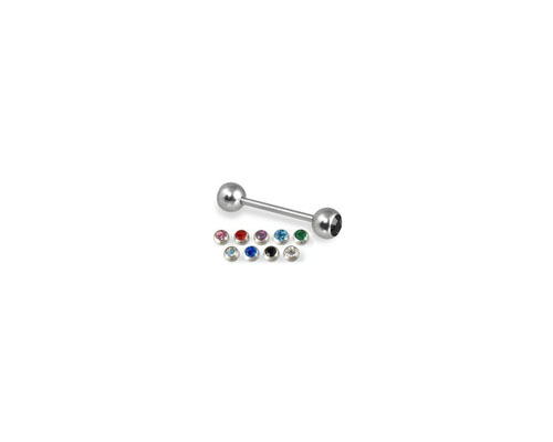 Straight Barbell with Color Gem