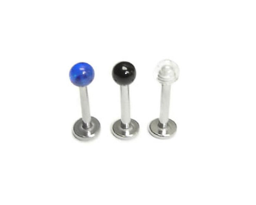 Stainless Steel Labrets w/ Color Ball