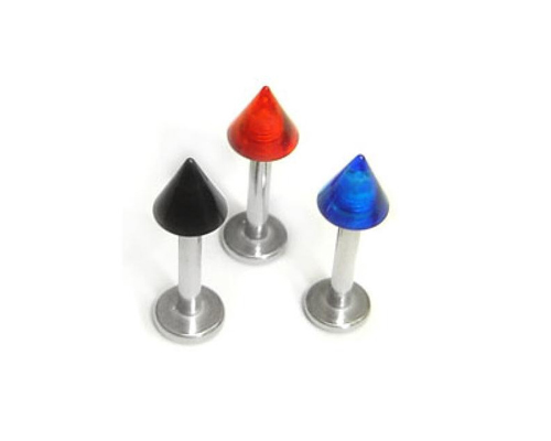 Stainless Steel Labret with Colored Cone